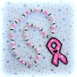 Pink Ribbon Breast Cancer Necklace or Magnet